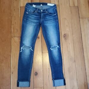 rag & bone Distressed Ankle Jeans in Blue